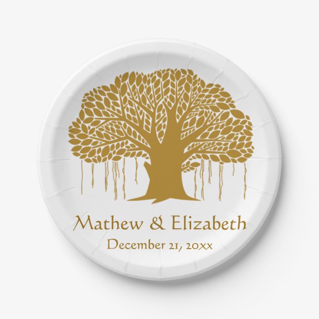 Banyan Tree Rustic Outdoor Wedding Paper Plate (Front)