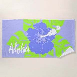 Banzai Beach Hawaiian Hibiscus Floral - Lavender Beach Towel
