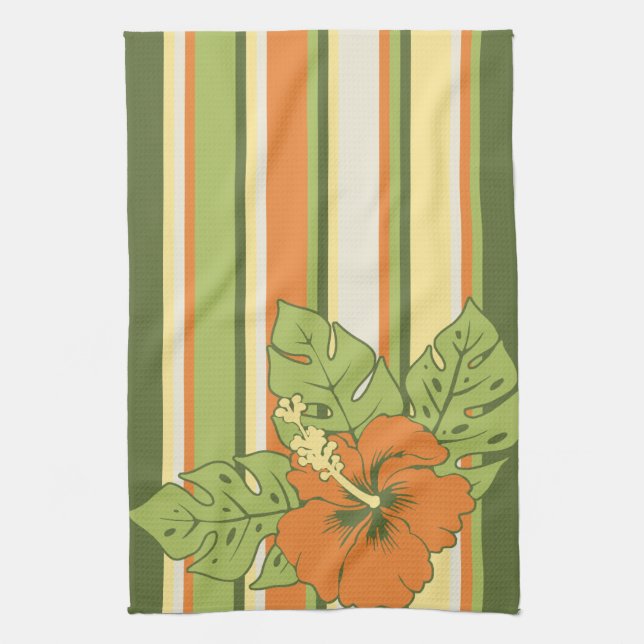 Banzai Beach Hawaiian Hibiscus Kitchen Towel (Vertical)
