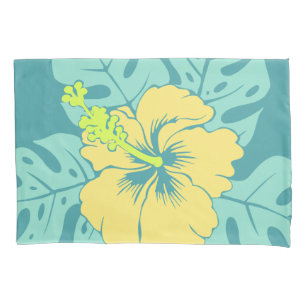 Banzai Beach Hawaiian Hibiscus Reversible Stripe Pillowcase