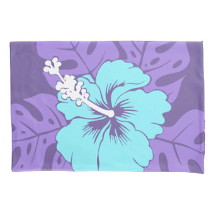 Banzai Beach Hawaiian Hibiscus Reversible Stripe Pillowcase