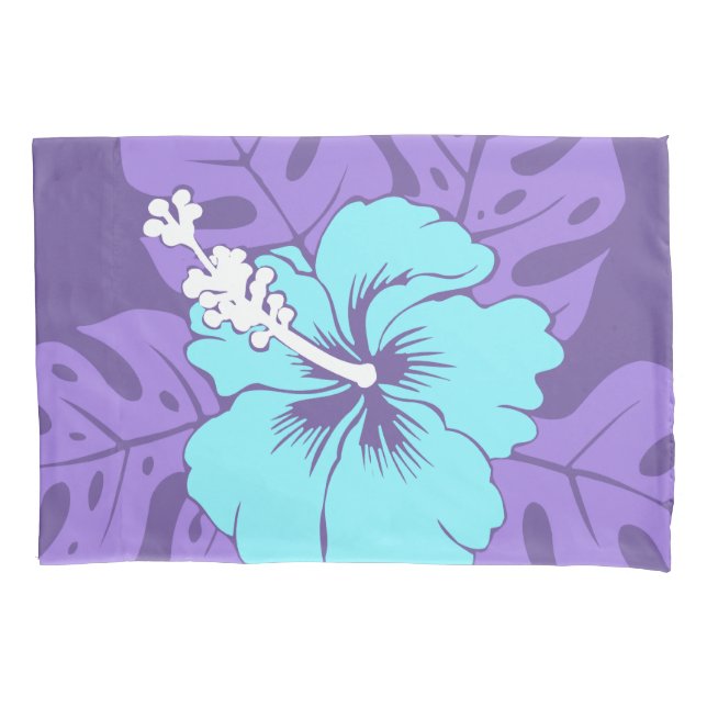 Banzai Beach Hawaiian Hibiscus Reversible Stripe Pillowcase (Front)