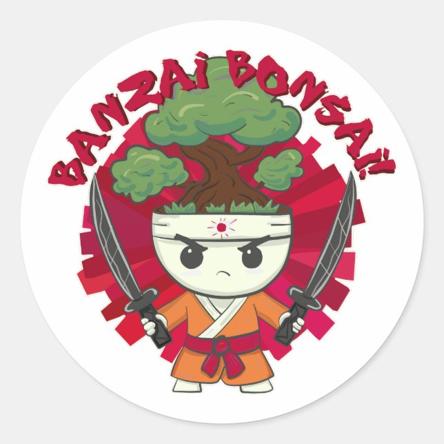 Banzai Bonsai! Classic Round Sticker (Front)