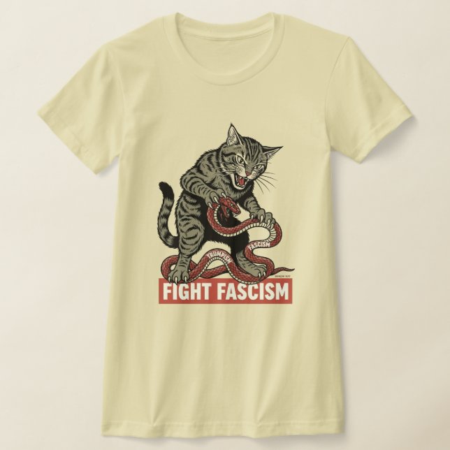 Banzai Kat Fight Fascism  T-Shirt (Laydown)