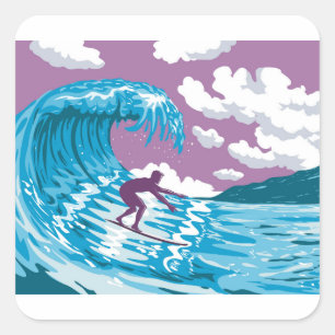 Banzai Pipeline Off Ehukai Beach Park Hawaii WPA Square Sticker