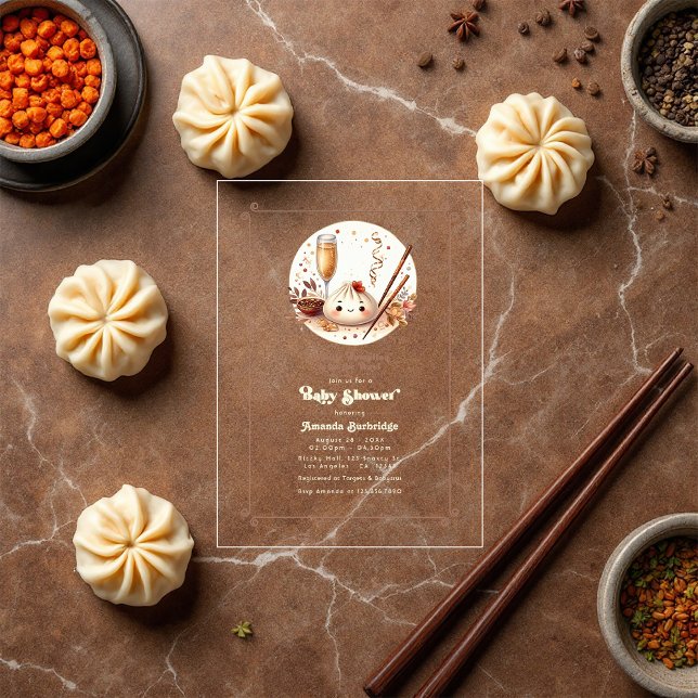 Bao in the Oven "A Little Dumpling" Baby Shower Acrylic Invitations (Bao in the Oven "A Little Dumpling" Baby Shower Acrylic Invitations)
