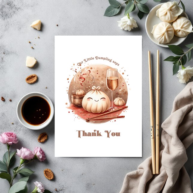 Bao in the Oven Cute Little Dumpling Baby Shower Thank You Card (Bao in the Oven Cute Little Dumpling Baby Shower Thank You Card)