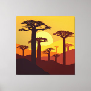 Baobab At Sunset Canvas Print