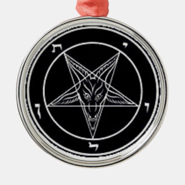 Baphomet Black And White Premium Round Ornament (Front)
