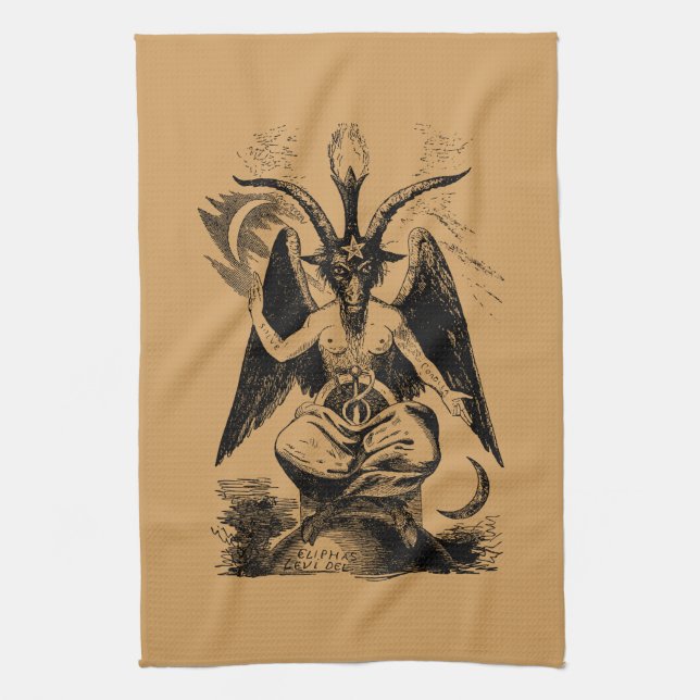 Baphomet - black print tea towel (Vertical)