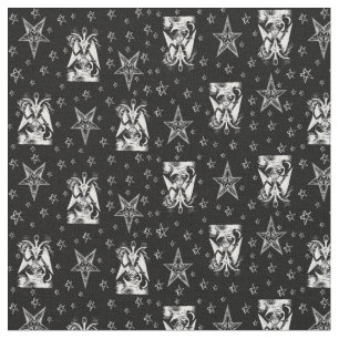 Baphomet Bone Pentagrams Occult Goth Fabric