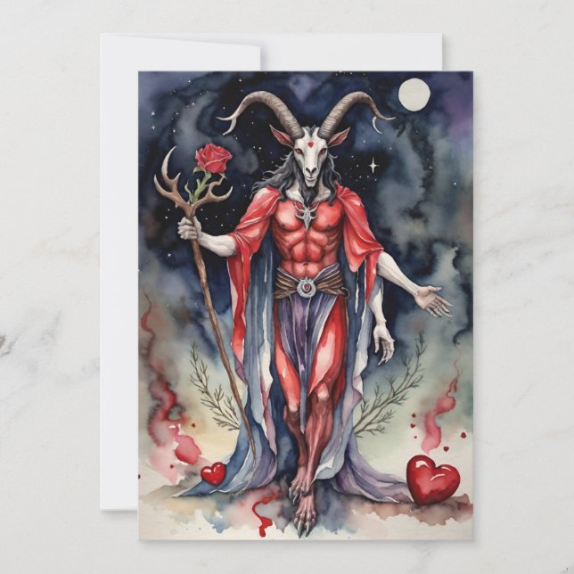 Baphomet Gothic Valentine's Day Every Realm Holiday Card (Front)