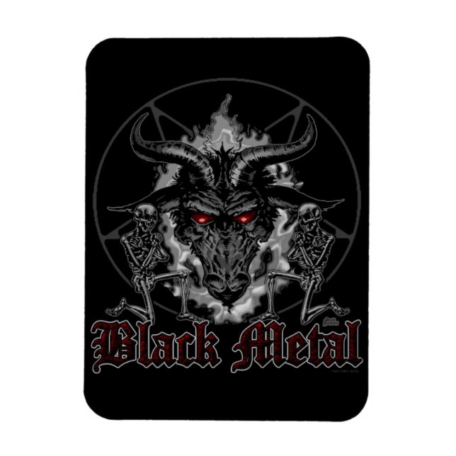 Baphomet Pentagram Black Metal Magnet (Vertical)