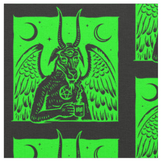 baphomet pentagram moon coffee demon acid green fabric