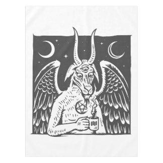 baphomet pentagram moon coffee demon white tablecloth