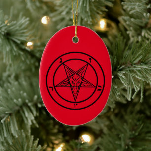 Baphomet Pentagram Satanic Christmas Ceramic Tree Decoration
