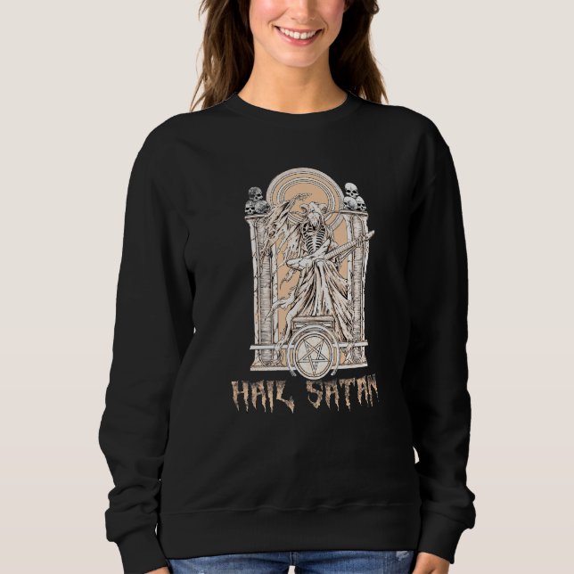 Baphomet Play Electric Guitar Hail Satan Devil 666 Sweatshirt (Front)