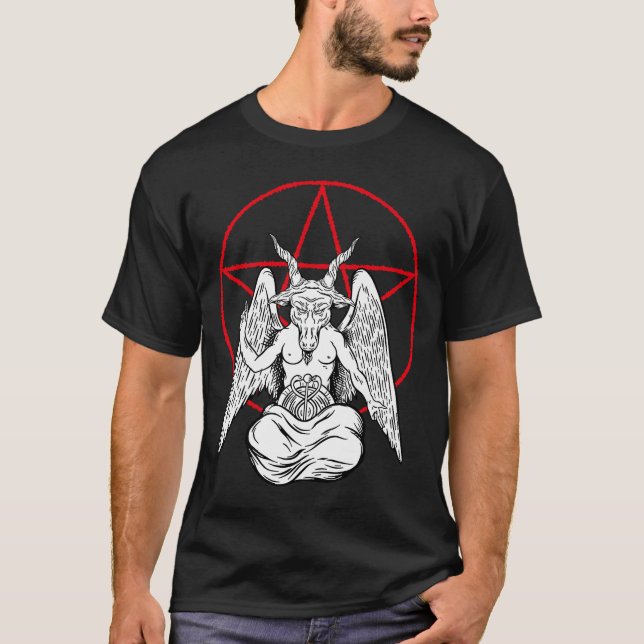 Baphomet Praying Demon  Satanic Lucifer Beelzebub T-Shirt (Front)