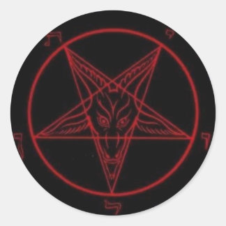Baphomet Red Round Sticker Set