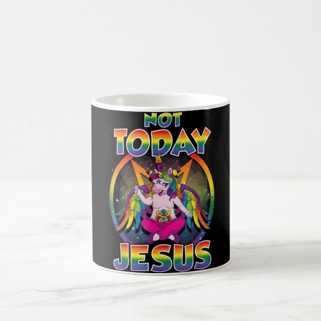 Baphomet Sigil Not Today Jesus Satanic Unicorn Coffee Mug (Center)