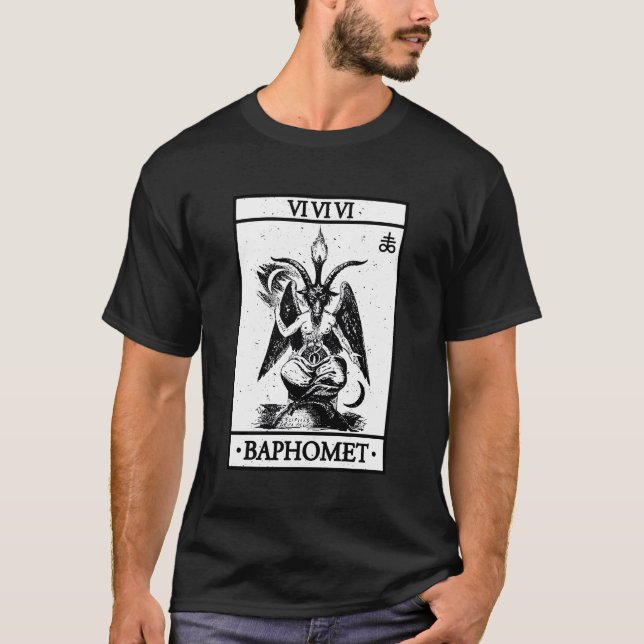 Baphomet Tarot Card Satanic Occul T-Shirt (Front)
