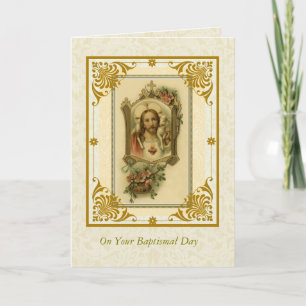 BAPTISM ADULT Sacred Heart of Jesus with lamb Card