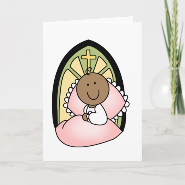 Baptism African American Baby Girl Card (Front)