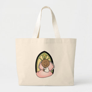 Baptism African American Baby Girl Large Tote Bag