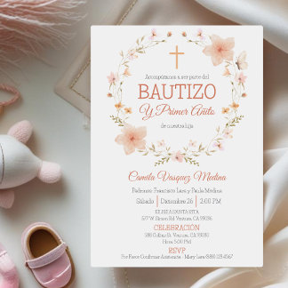 Baptism and First Birthday Bautizo y Primer Añito Invitation