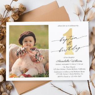 Baptism And First Birthday Photo Invitation
