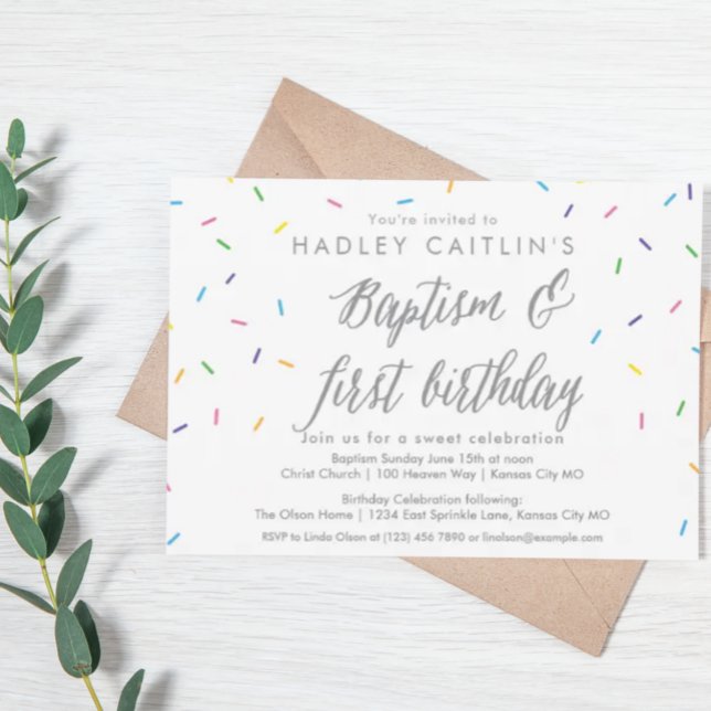 Baptism and First Birthday Sprinkle Invitation (Creator Uploaded)