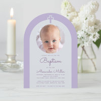 Baptism Arch Photo Lavender Purple Cross & Script