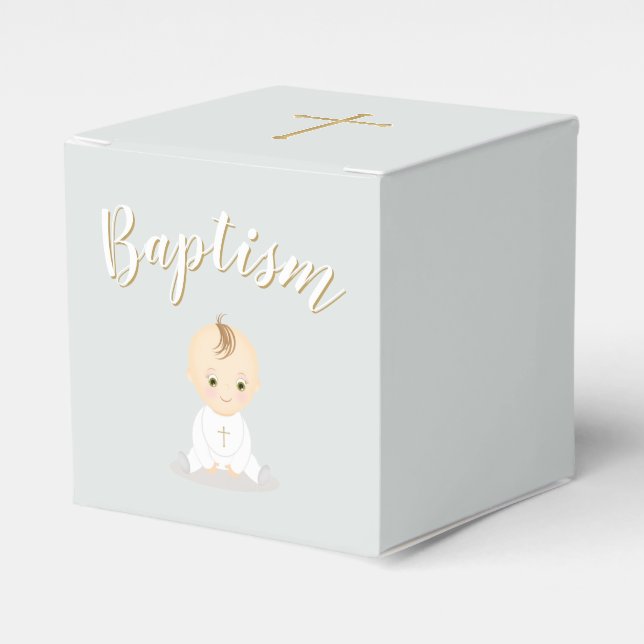 Baptism Baby Boy Favour Box (Front Side)