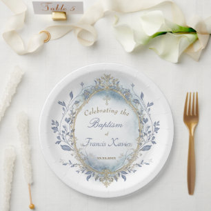 Baptism baby boy  paper plate