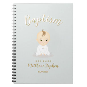 Baptism Baby Boy Spiral Notebook