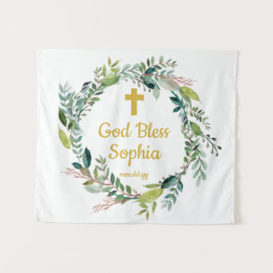 Baptism Backdrop Decorations Girl Boy God Bless Tapestry