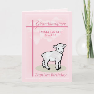 Baptism Birthday Personalise Granddaughter Pink Card