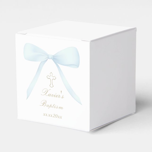 Baptism blue bow favour box (Front Side)