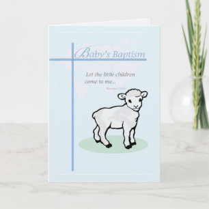 Baptism Blue Boy Lamb Card