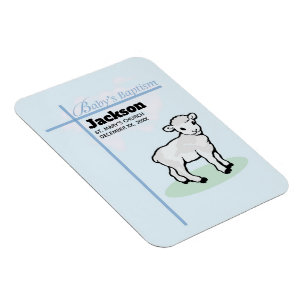 Baptism Blue Boy Lamb, Customisable Magnet