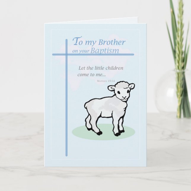 Baptism Blue Brother Lamb Card (Front)