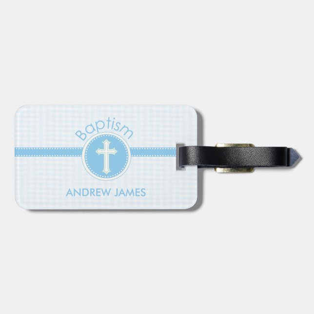 Baptism Blue Child of God, Customisable Luggage Tag (Back Horizontal)