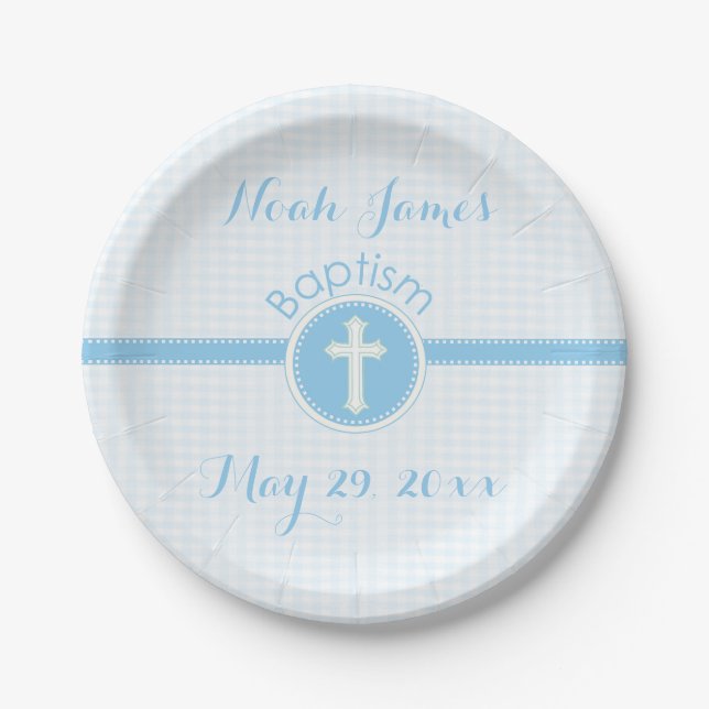 Baptism Blue Child of God, Customisable Paper Plate (Front)