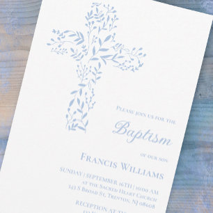 Baptism blue cross invitation