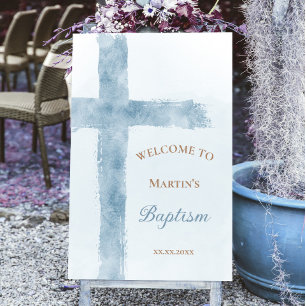 Baptism   blue cross welcome sign