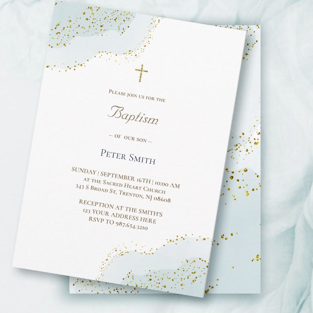 Baptism blue watercolor design invitation (Creator Uploaded)