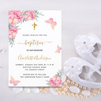 Baptism blush pink florals butterfly girl