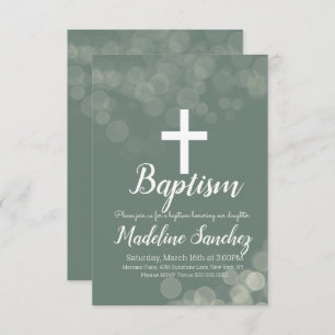 Baptism Bokeh Lights Dedication Christening Invitation