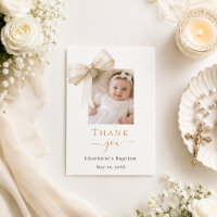 Baptism bow photo ivory cream girl