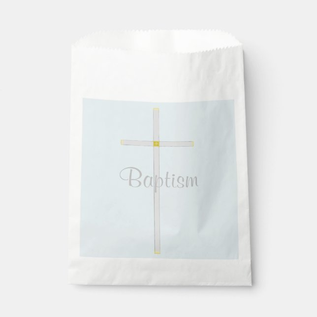 Baptism Boy Blue White Thank You Favour Bags (Front)